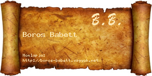 Boros Babett névjegykártya